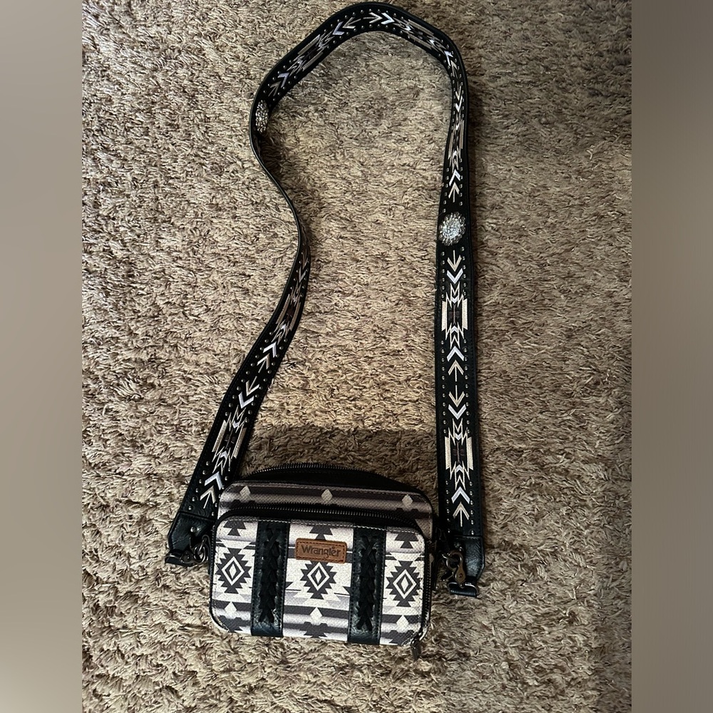 Wrangler wallet purse!  Fun guitar strap- will hold everything you need!